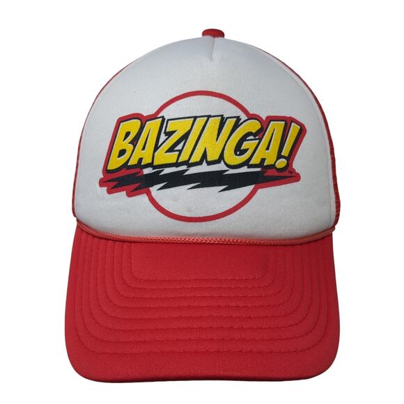 Bazinga Snapback Trucker Hat Red OS Adjustable Mesh Back The Big Bang Theory - Picture 1 of 10